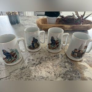 Vintage 4 mugs is part of the 1985 Norman Rockwell Museum collection.